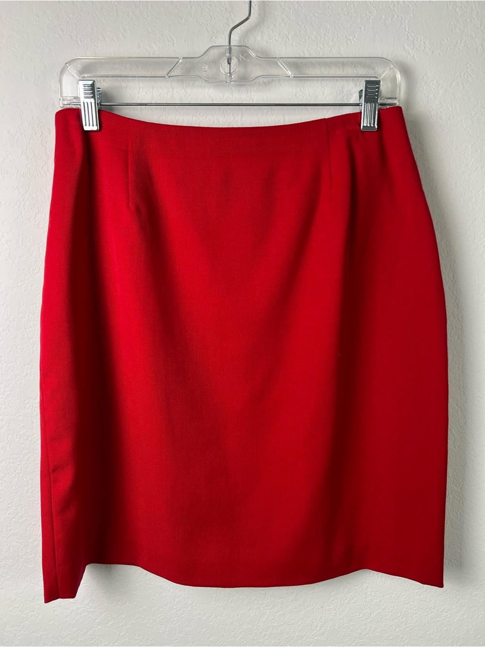 Vintage CC Courtenay Red Woven Fabric Wool Pencil Skirt